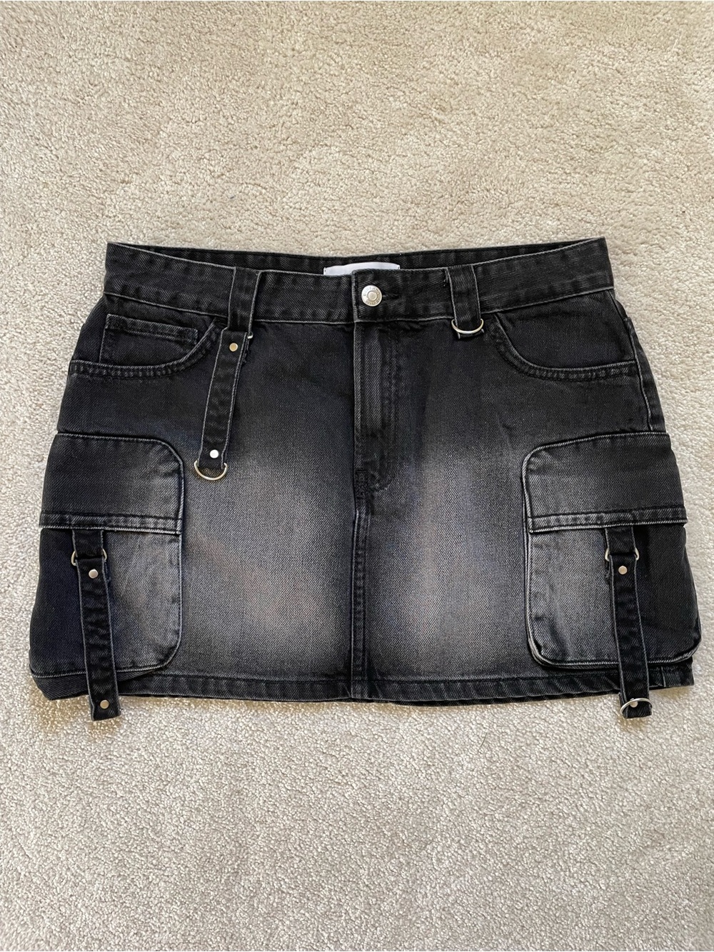 NWOT Bershka Black Denim Cargo Mini Skirt